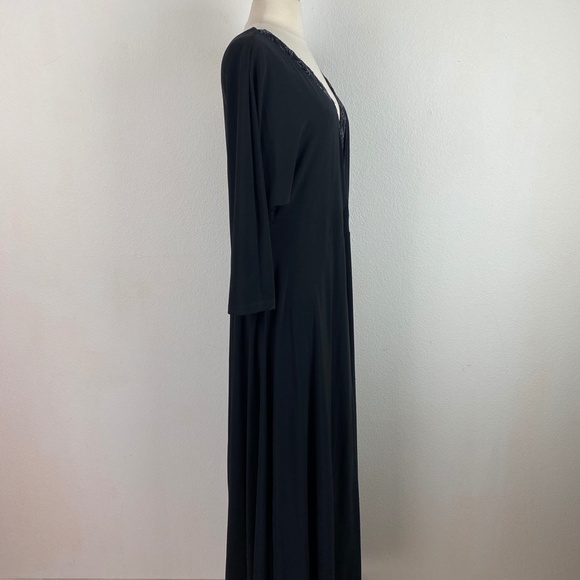 GIGI Black Knit Maxi Dress Formal Evening Lace Insert Full Sweep Lined Size 12 - Picture 12 of 13